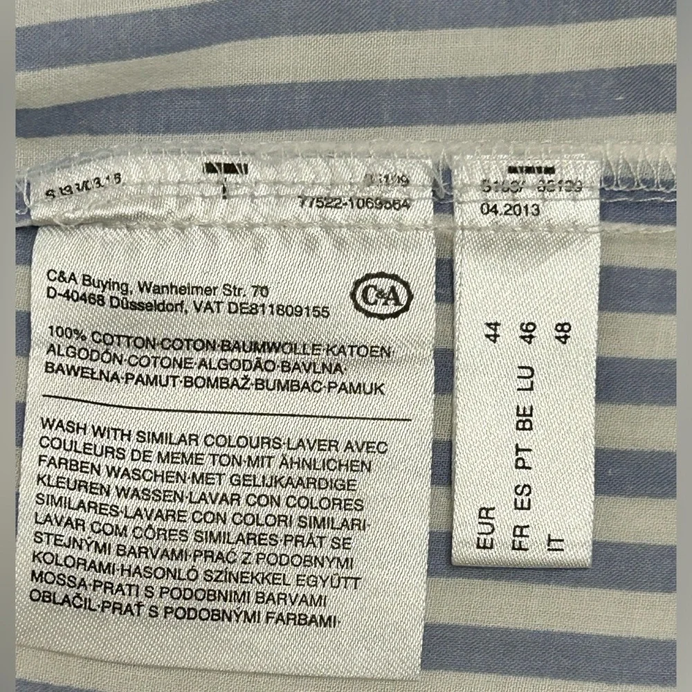 Yessica Blue and White Striped Blouse with Tie Sleeve Details - Picture 4 of 7